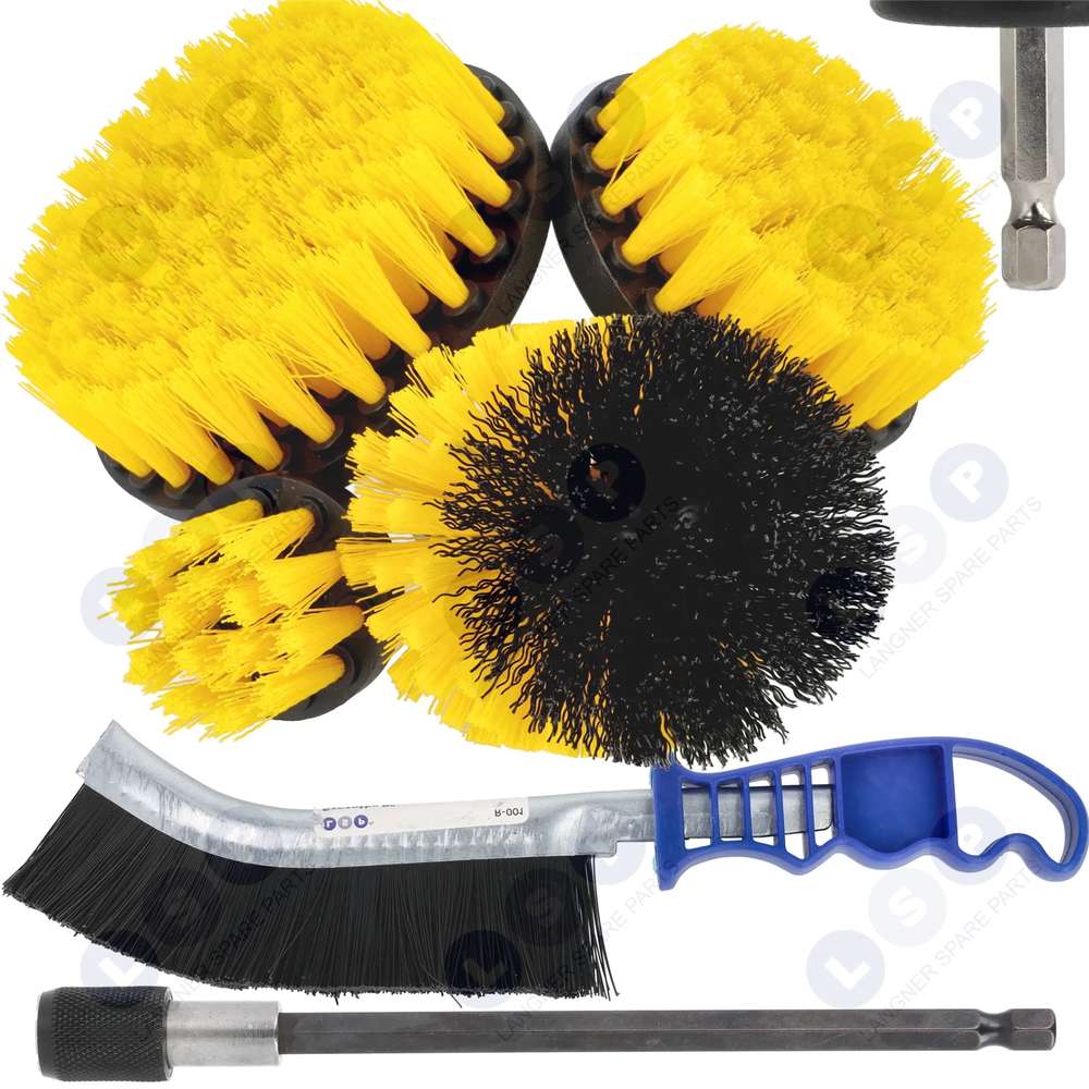 Čistiace kefky na skrutkovač, súprava s adaptérom 150 mm